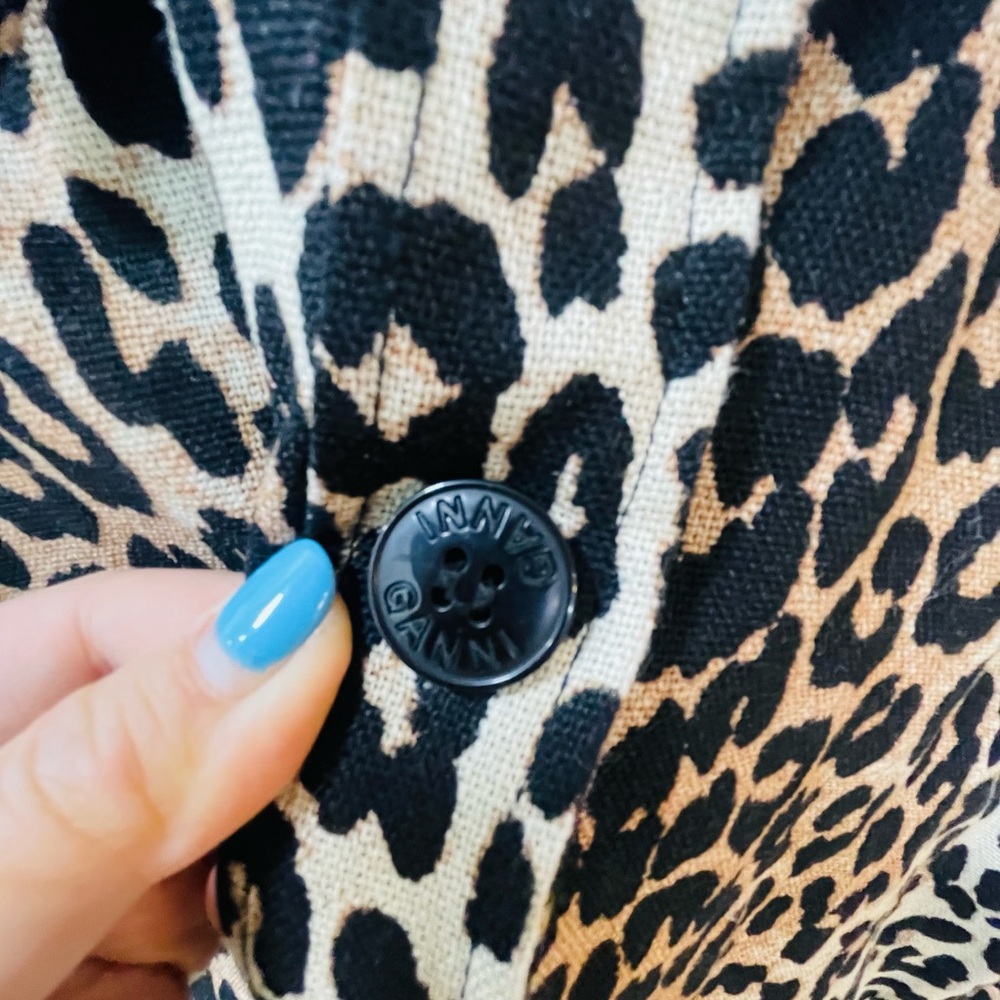 Ganni Leopard Print Jacket - Black and Tan